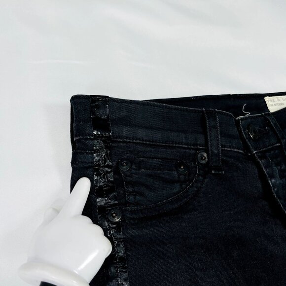 Rag & Bone Jeans - Intermix - Black Tuxedo Stripe Jean Leggings 24" / 24 + 25" - Picture 10 of 11